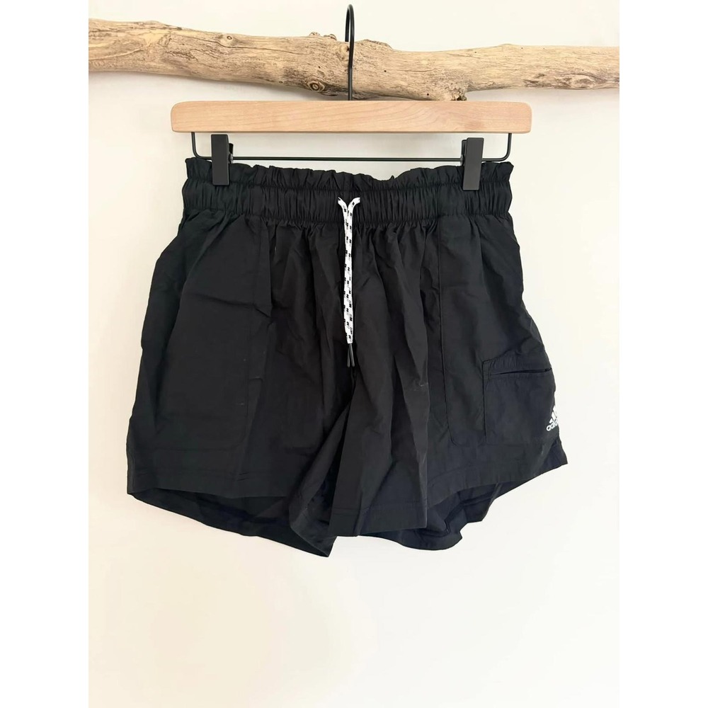 Adidas‎ Women Black Elastic Waist Drawstring Shorts Athletic Lifestyle XS